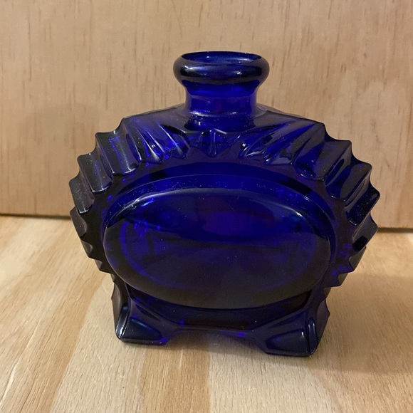 Vintage Cobalt Blue Glass Art Deco Perfume Bottle - Picture 3 of 5